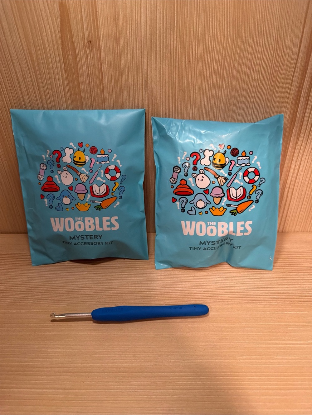 The Woobles Mystery Tiny Accessory Kit bundle of 2 - with crochet hook - Blue
